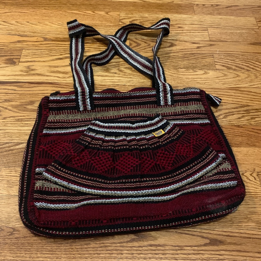 Mexican Dark Red/Black/Tan Shoulder Bag / Purse